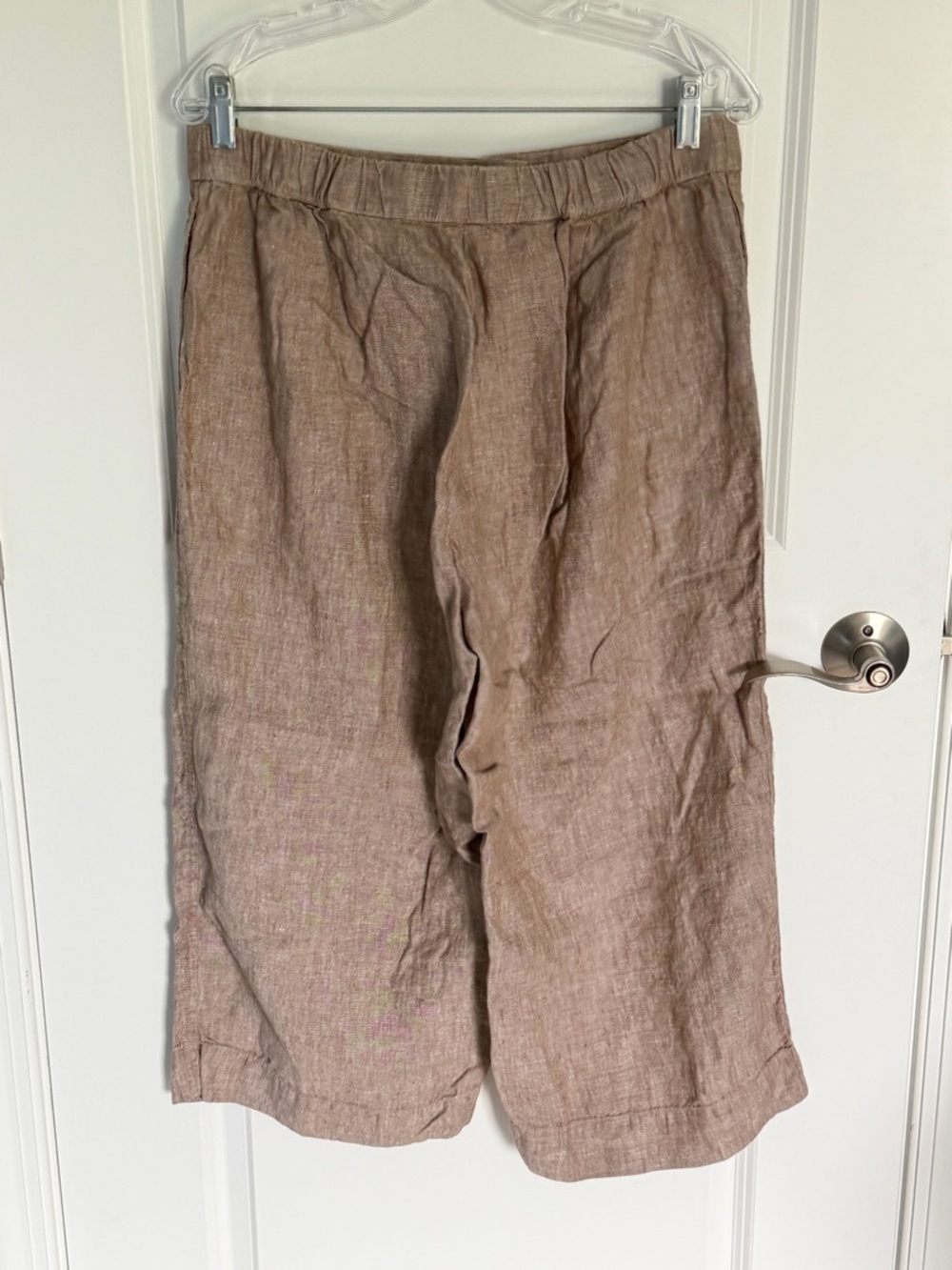 J. Jill Women's Taupe Linen Elastic Waist Wide-Leg Pants Size Large 54822 - Picture 5 of 10
